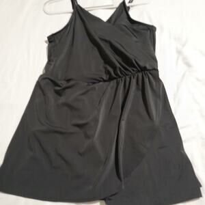 LANDS' END Modest XL black swimsuit skirted-bottom adjustable straps